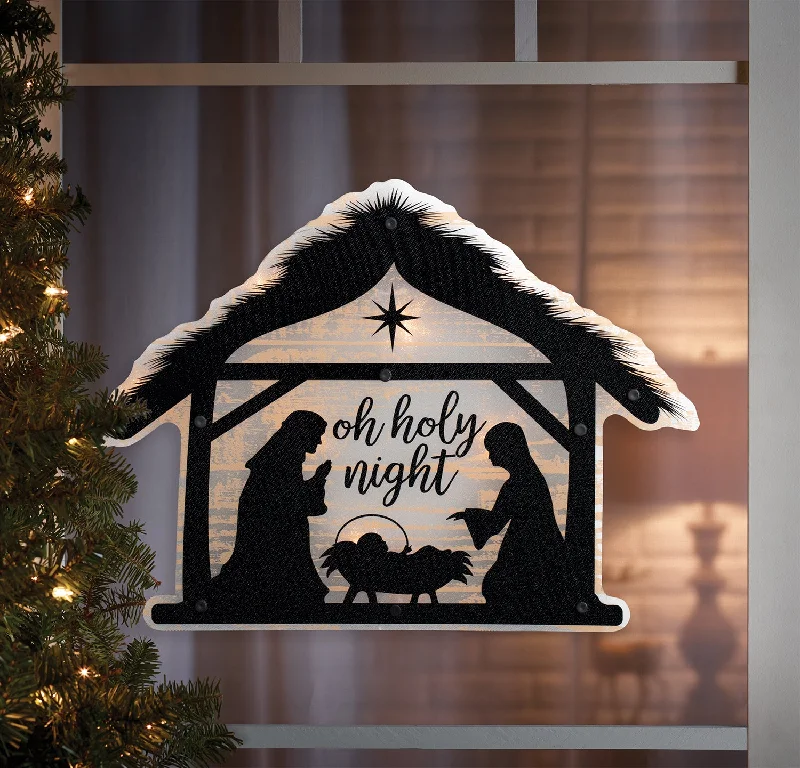 10 Light Shimmer Nativity Scene Christmas Silhouette