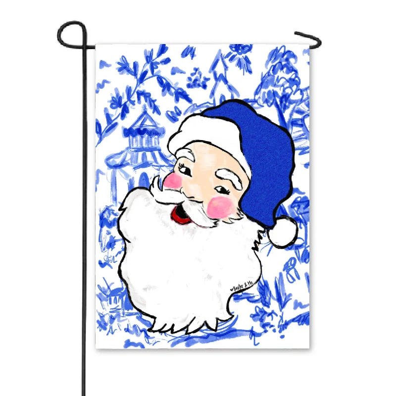 Blue Willow Santa Garden Flag