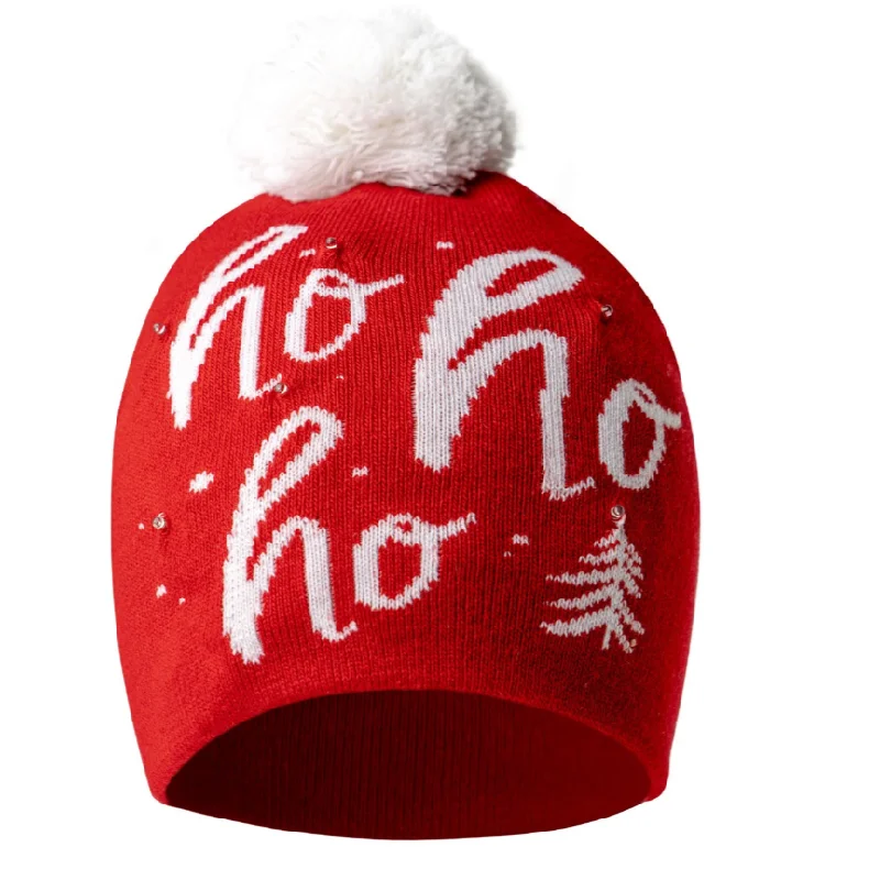 Christmas Merry & Bright Flashing LED Light Holiday Pom Beanie Hat Ho Ho Ho