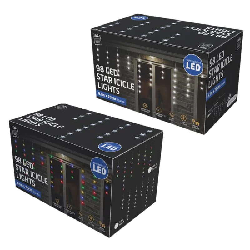 LED Star Icicle Lights Asst (6m)