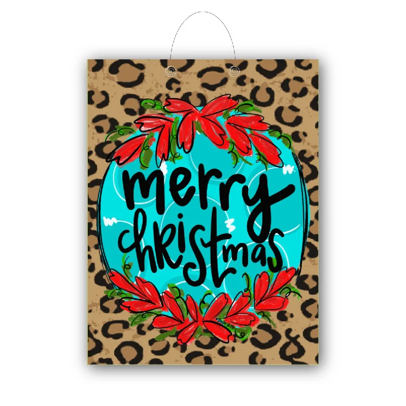 Merry Christmas Cheetah Door Hanger