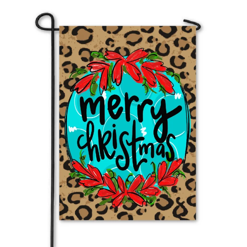 Merry Christmas Cheetah Garden Flag