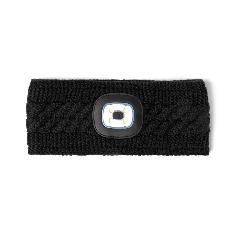 Night Scope™ Nova Rechargeable LED Light Knit Headwarmer - Black