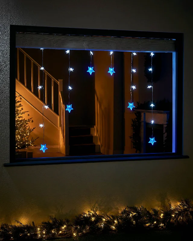 Star Curtain Net Light, Blue/White, 1.2 m