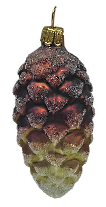 6 cm Pinecone, green and brown by Glas Bartholmes