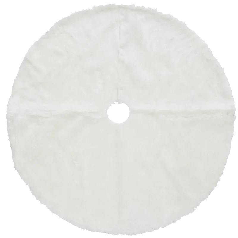 48 in. General Store Collection White Faux Fur Tree Skirt