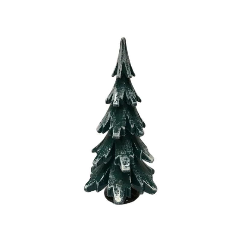 Carved Tree, green with snow, 12.5 cm by Erzgebirgische Holzkunst Gahlenz GmbH