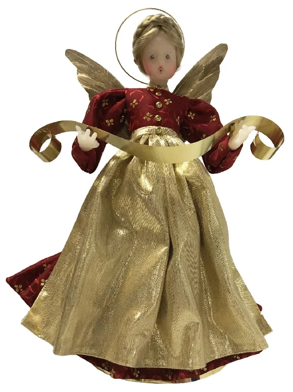 Angel with Braid in Red Dress with Gold Apron by Lenore Leidel in Iffeldorf