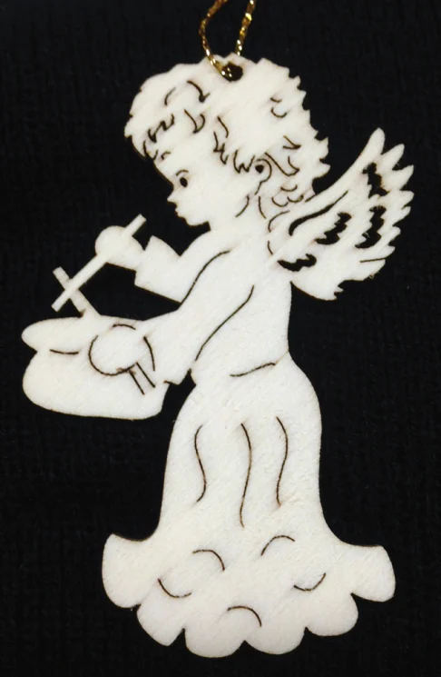 Angel with Drum Wood Ornament by Wandera GmbH