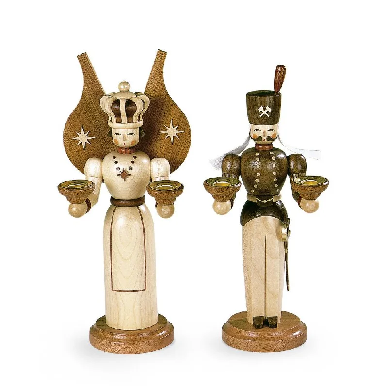 Angel and miner, Natural Candle holders, 2pc by Mueller GmbH