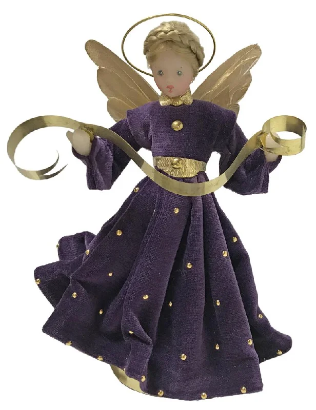 Angel in Purple Velvet Dress with Gold Studs by Lenore Leidel in Iffeldorf