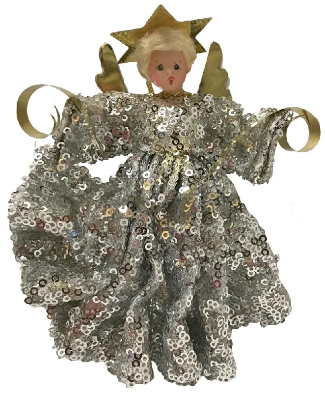 Angel in Silver Sequined Dress Ornament by Lenore Leidel in Iffeldorf