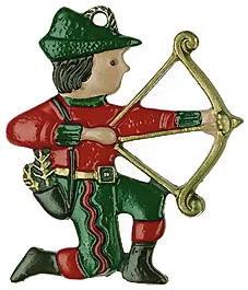 Archer, Painted on One Side Pewter Ornament by Kuehn Pewter