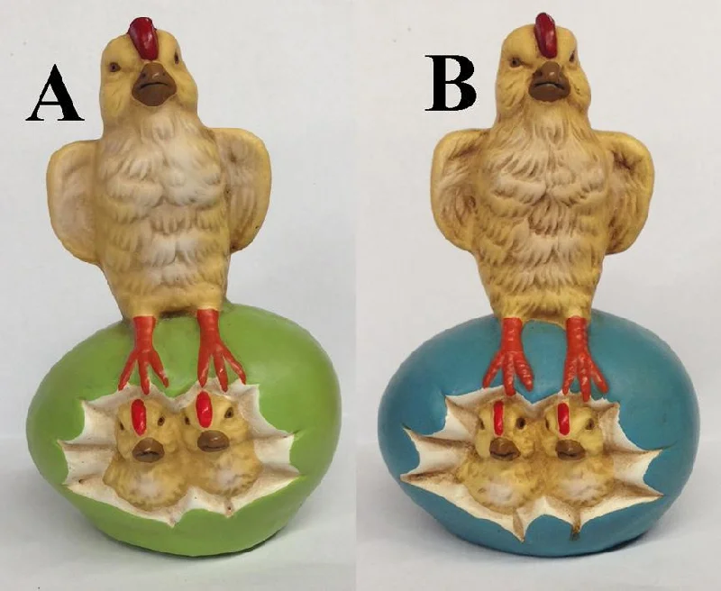 Assorted Chicken and Chicks in Egg Paper Mache Figurine by Marolin Manufaktur