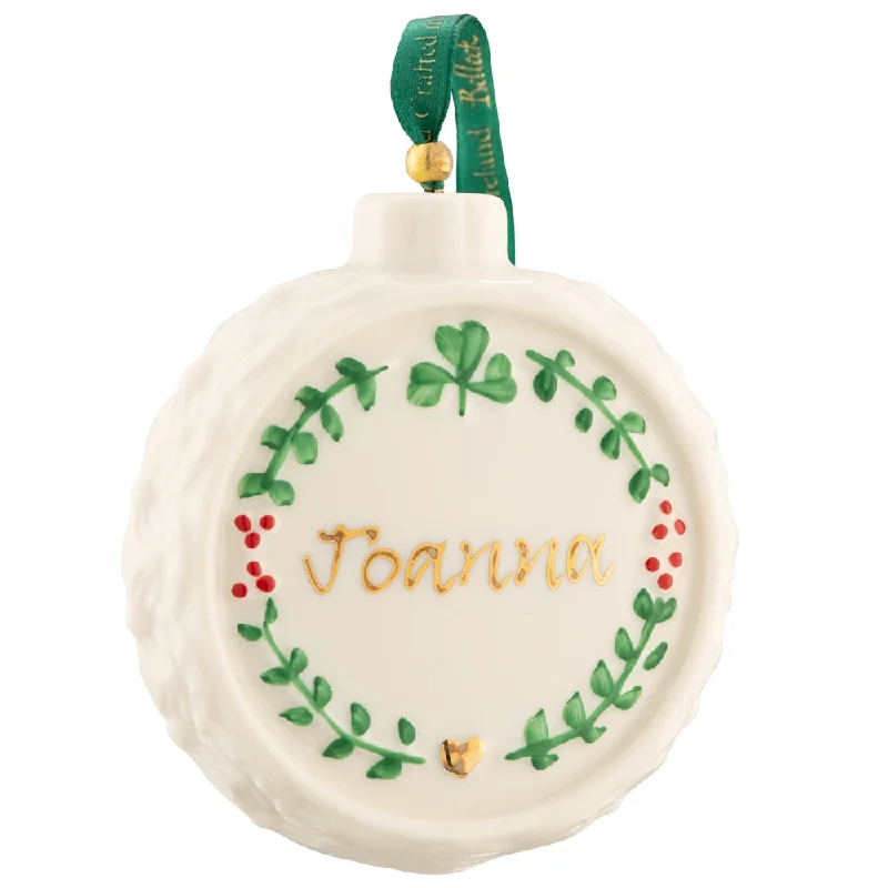 Belleek Classic Personalised Christmas Wreath Ornament