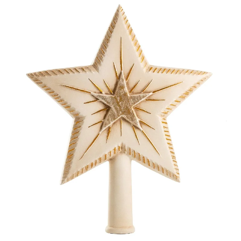 Binary Star Tree Topper in Antique White by Marolin Manufaktur