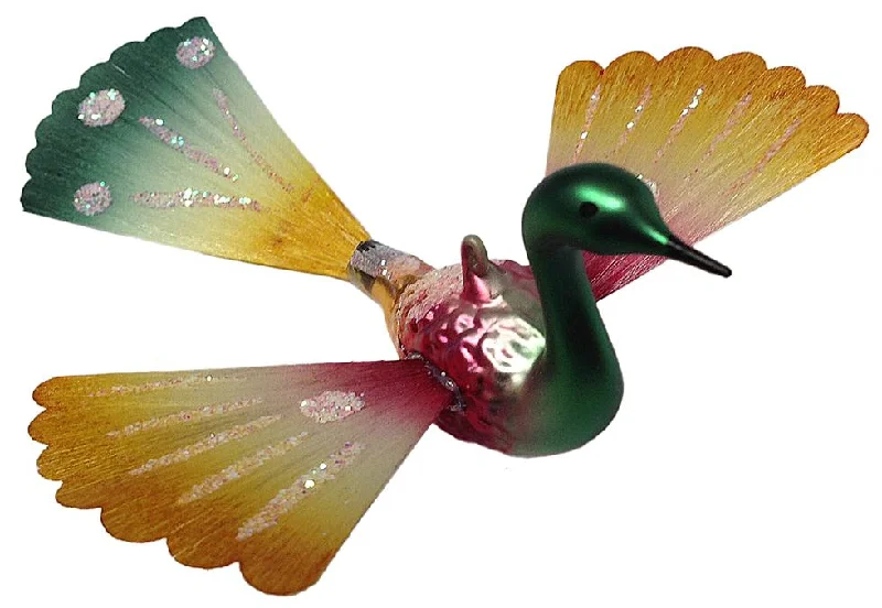 Bird with Spun Glass Wings Ornament by Inge Glas of Germany