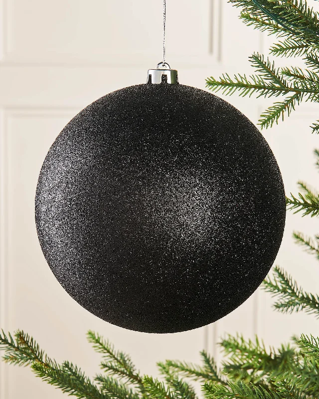 Black Large Glitter Shatterproof Bauble, 20 cm