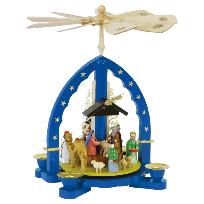 Blue Nativity Three Holy Kings Pyramid by Richard Glasser GmbH