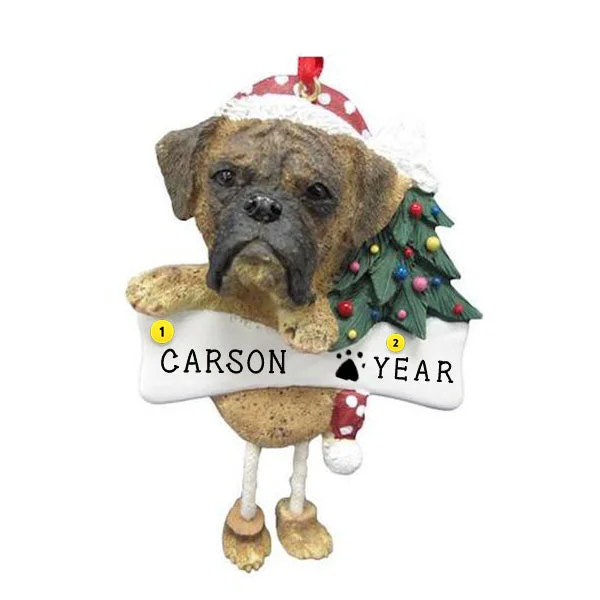 Personalized Boxer Dog Ornament Brindle Uncropped