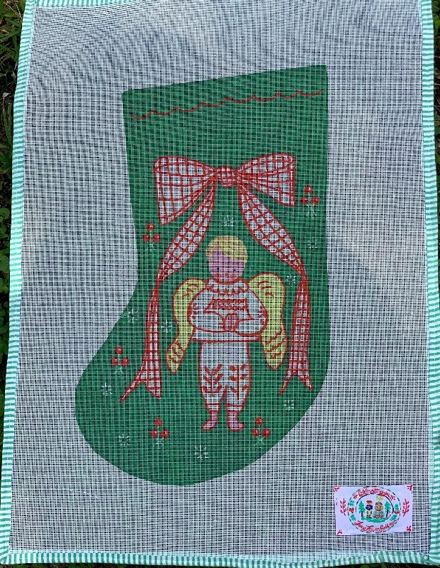 Boy Angel Needlepoint Christmas Stocking Canvas