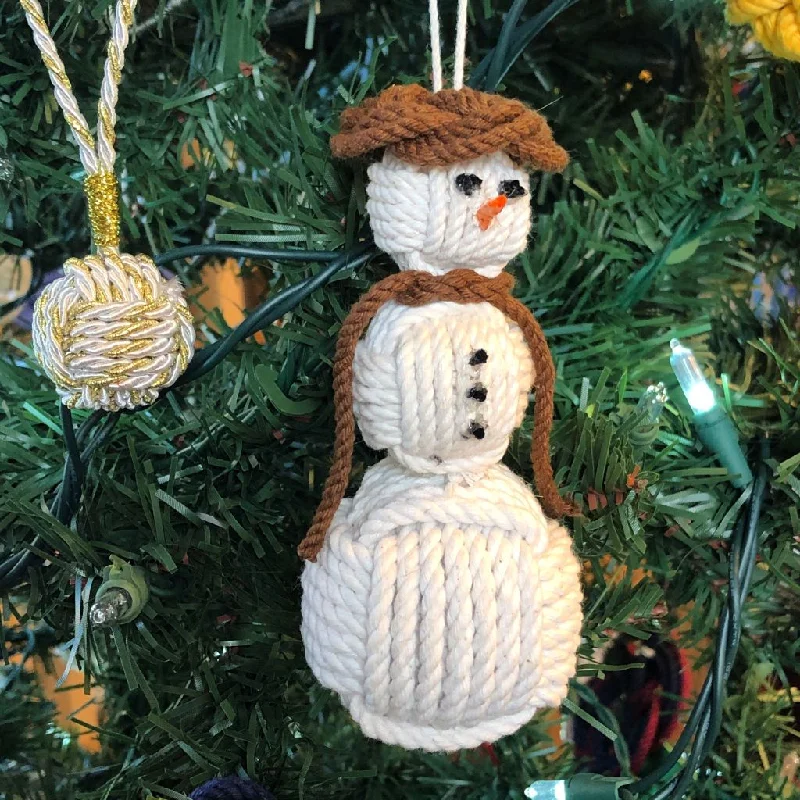 Brown Cap Nautical Snowman Hand Woven Monkey Knots for your tree