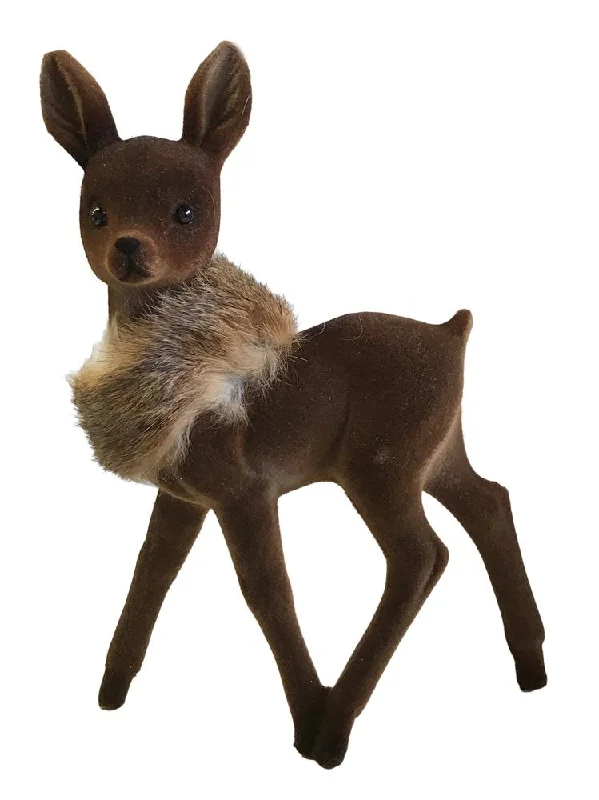 Deer, brown flocked with fur boa, Plastic Figure by Ino Schaller