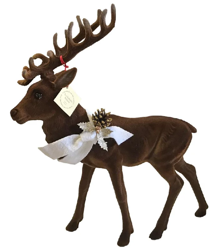 Reindeer, XL, brown flocked with white felt collar, Plastic Figure by Ino Schaller