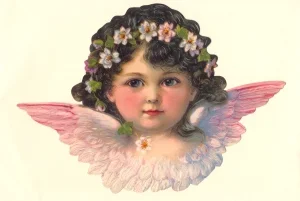 Brunette Angel Victorian Standup Card by Ernst Freihoff Papierwaren