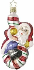 Candy Climbing Santa Ornament by Inge Glas of Germany