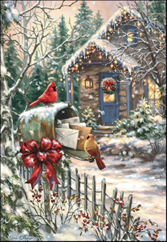 Cardinals at the Mailbox - Boxed Christmas Cards