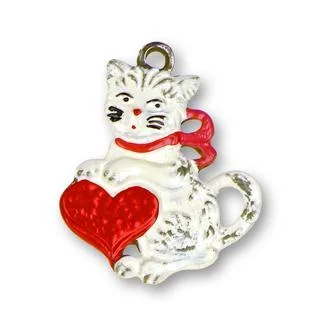 Cat with a Heart Ornament by Kuehn Pewter