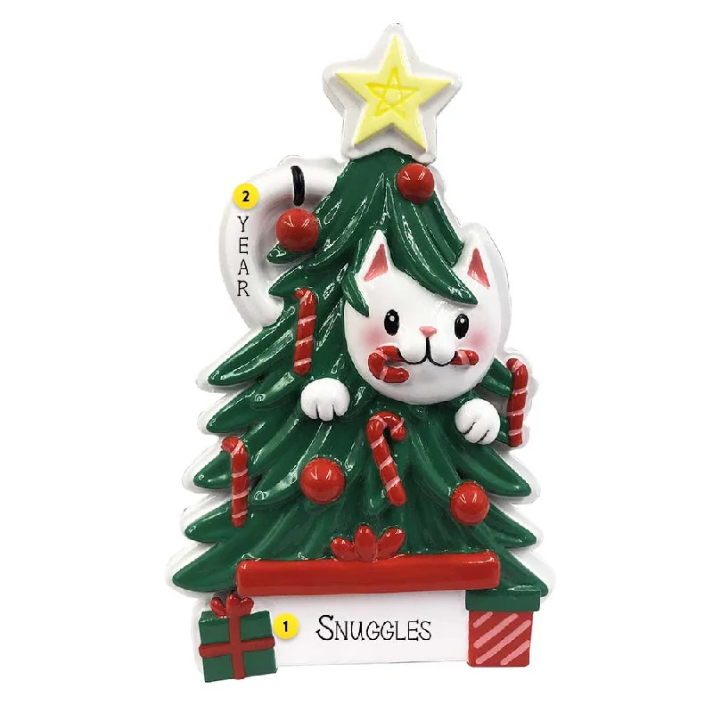 Personalized Cat in a Christmas Tree Ornament