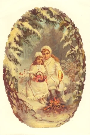 Children by Campfire Victorian Standup Card by Ernst Freihoff Papierwaren