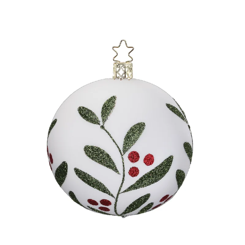 Christmas Leaf Ball, porcelain white matte by Inge Glas of Germany