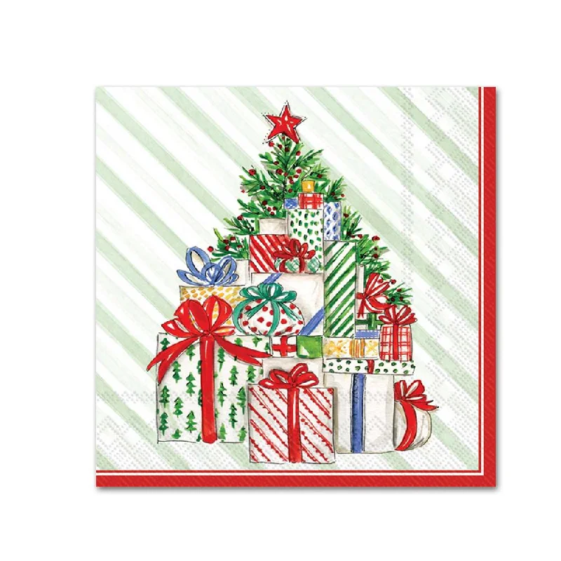 Christmas Present Tree Paper Beverage Napkins