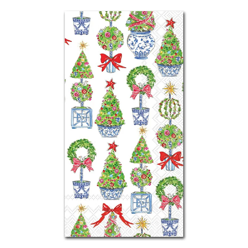 Christmas Topiary Trees Paper Guest Towels - Buffet Napkins