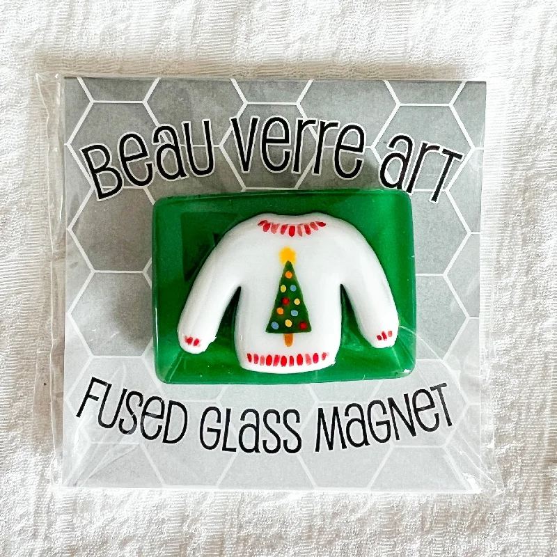 Christmas Tree Sweater Fused Glass Needle Minder