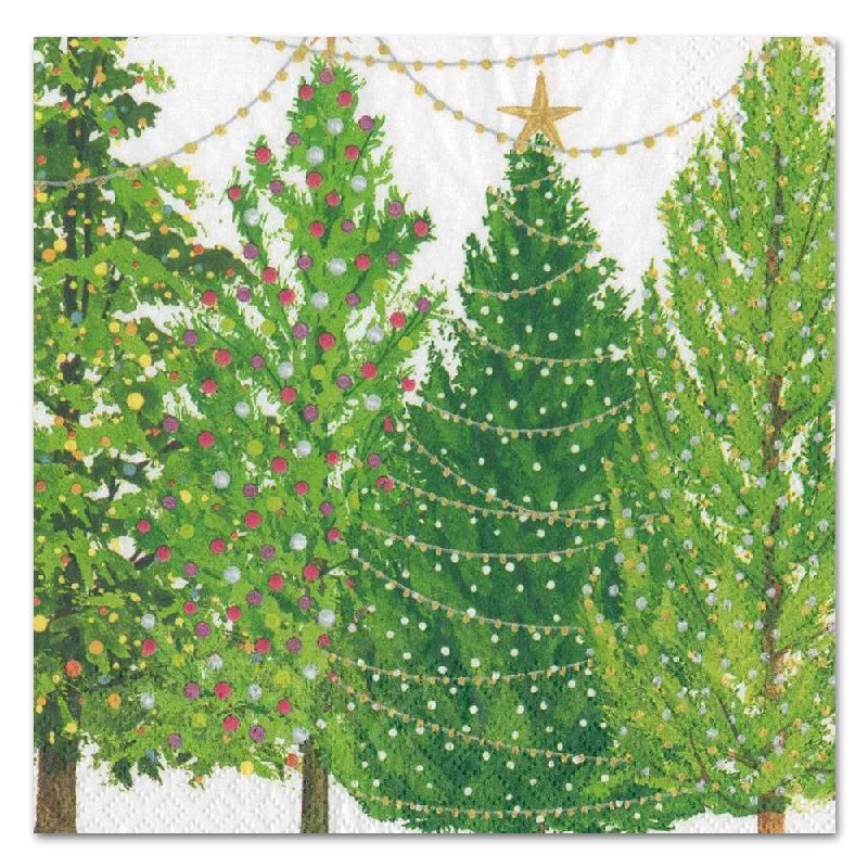 Christmas Trees with Lights Paper Luncheon Napkins