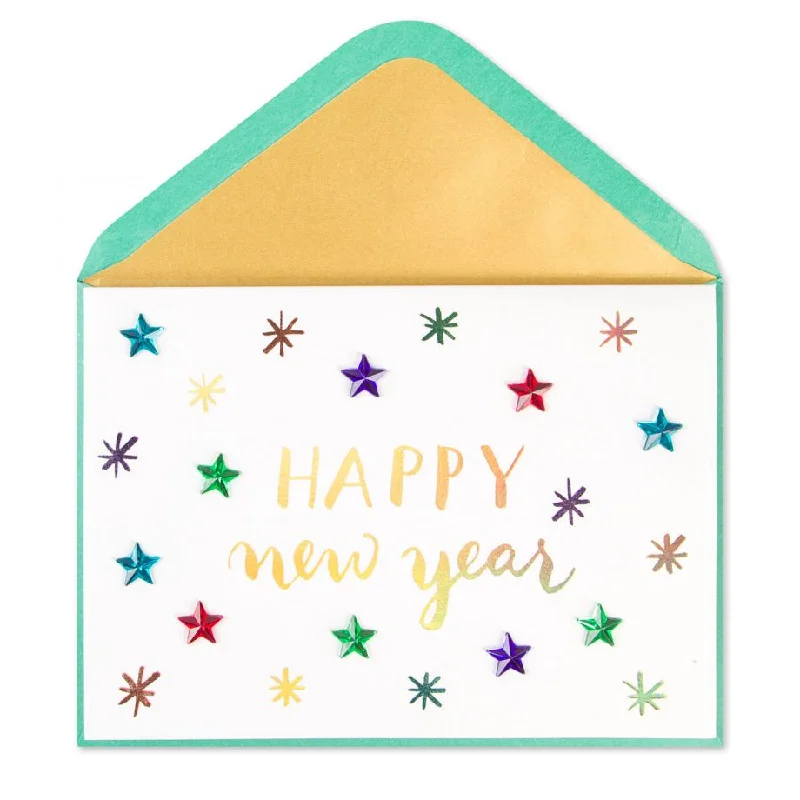 Colorful Gem Stars Card New Years Card