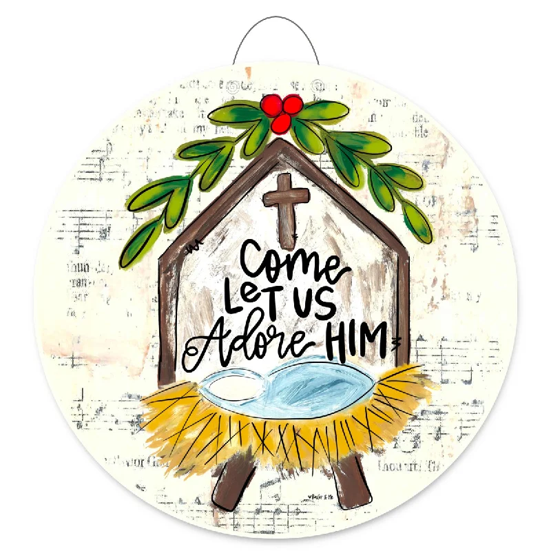 Come Let Us Adore Him Nativity Door Hanger