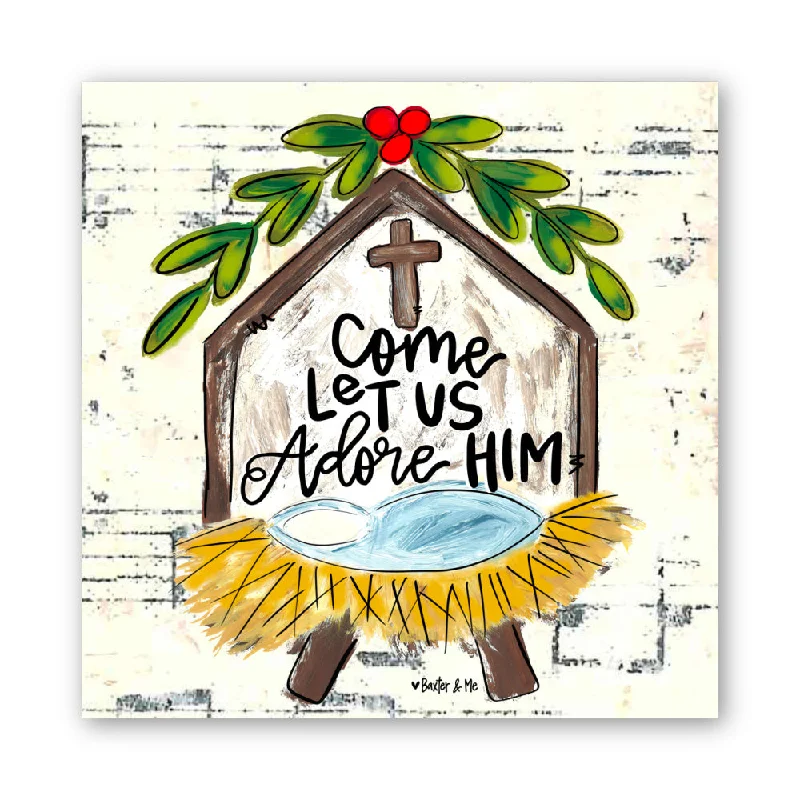 Come Let Us Adore Him Nativity Wrapped Canvas