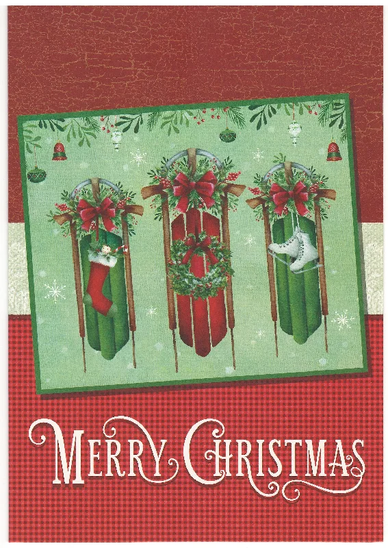 Countryside Christmas Boxed Cards - Set of 20 - Runner Sleds