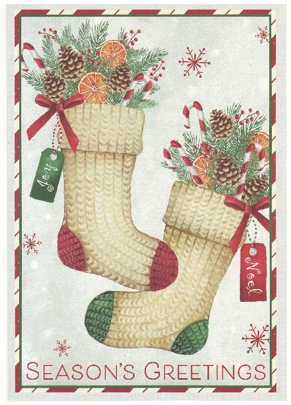 Countryside Christmas Boxed Cards - Set of 20 - Knit Stockings