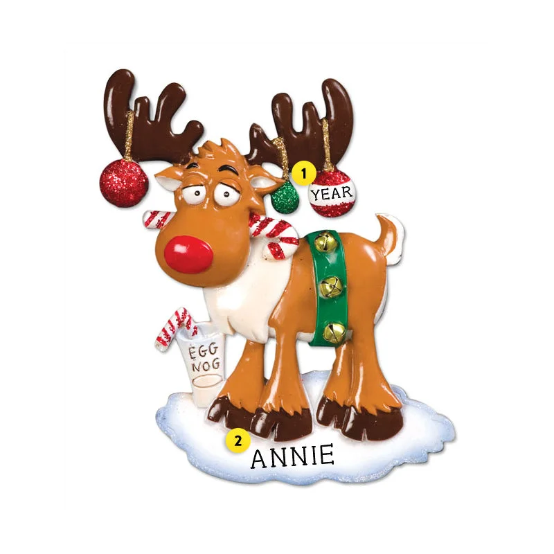 Personalized Egg Nog Moose Ornament