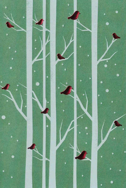 Elegant Boxed Cards - Cardinals on Birch