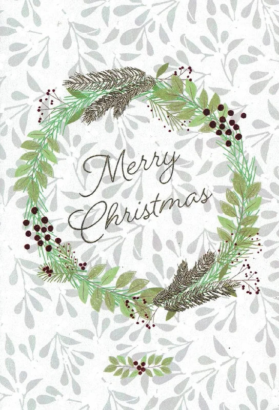 Elegant Boxed Cards - Merry Christmas Wreath