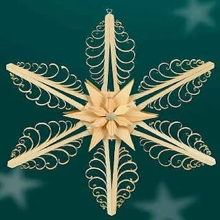 Flat Shaved Trees Wood Star with Double Star Center Wall or Window Decoration by Martina Rudolph