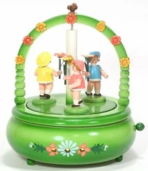 Flower Children Painted Music Box from the Erzgebirge