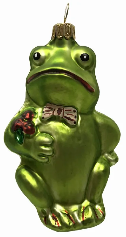 Frog with Bow Tie Ornament by Glas Bartholmes